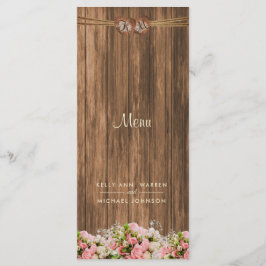 Mooie roze en witte rozen op hout - Menu