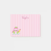 Mooie Roze en Witte Strepen Roze Uil Post-it® Notes (Voorkant)