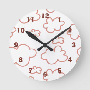 Mooie Roze en Witte Wolken Acryl Wandklok Ronde Klok