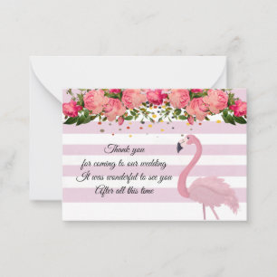 Mooie roze flamingo bedankt kaarten notitiekaartje