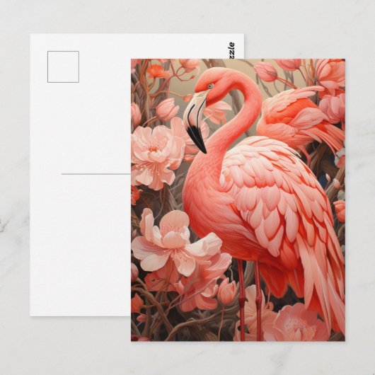 Mooie roze flamingo briefkaart (Voorkant / Achterkant)