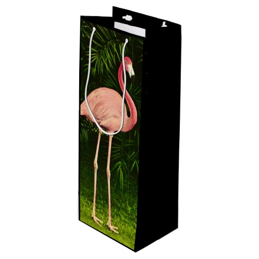 Mooie roze flamingo wijn cadeautas (Voorkant Gekanteld)