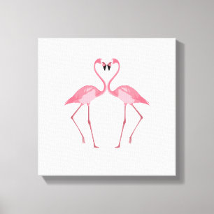 Mooie roze flamingos Love Canvas Afdruk