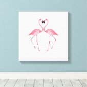 Mooie roze flamingos Love Canvas Afdruk (Insitu (Houten vloer))