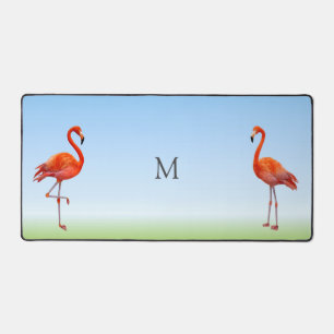 Mooie Roze Flamingo's & Monogram Bureaumat