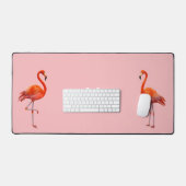 Mooie Roze Flamingo's & Monogram op Licht Koraal Bureaumat (Keyboard & Muis)