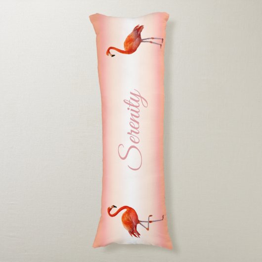 Mooie roze flamingos op lichtkoraalroze lichaamskussen (Voorkant Verticaal)