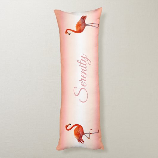 Mooie roze flamingos op lichtkoraalroze lichaamskussen (Achterkant (Verticaal))