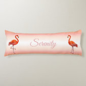 Mooie roze flamingos op lichtkoraalroze lichaamskussen (Voorkant)