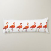 Mooie Roze Flamingo's op Wit Lichaamskussen (Achterkant)