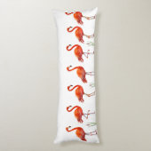 Mooie Roze Flamingo's op Wit Lichaamskussen (Achterkant (Verticaal))