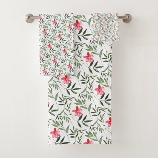 Mooie roze Floral Bad Handdoek (Insitu)