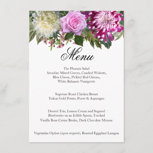 Mooie roze Floral - Menu (Voorkant)