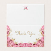 Mooie roze Floral Rand leeg Hartelijk dank Kaart (Buitenkant ongevouwen)