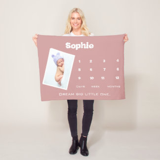 Mooie Roze Foto Mijlpaal Naam Persoonlijke Baby Fleece Deken
