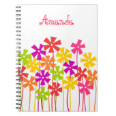 Mooie roze gele oranje simpele bloemen naam notitieboek (Voorkant)