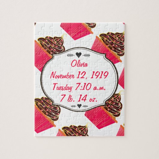 Mooie Roze Gepersonaliseerde Cupcake Sprinkels Legpuzzel (Verticaal)