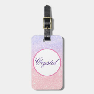 Mooie Roze Gepersonaliseerde Naam Glitter Reis Bagagelabel