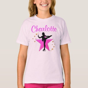 MOOIE ROZE GEPERSONALISEERDE SCHAATSEN PRINSES KLE T-SHIRT
