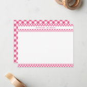 Mooie Roze Gingham Karo Geblokt Persoonlijk Notitiekaartje (Voorkant / Achterkant in situ)