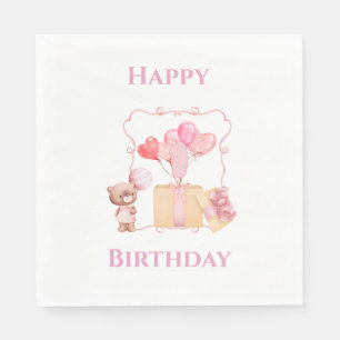 Mooie roze Girly 1e verjaardag ontwerp Servet