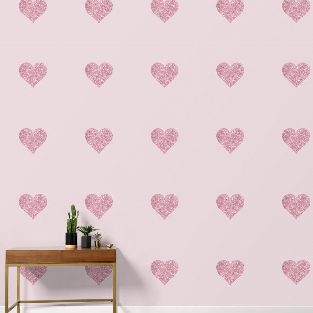 Mooie Roze Glitter Harten Behang (Hal)