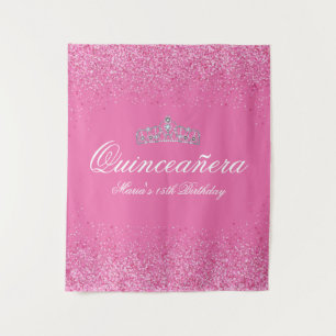 Mooie Roze Glitter Quinceanera Wandkleed