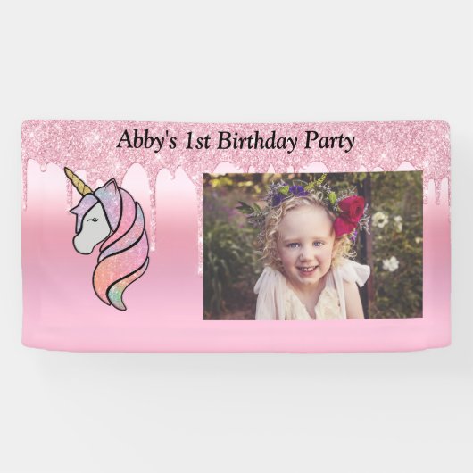 Mooie Roze Glitterdruppels Spandoek (Horizontaal)