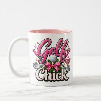 Mooie Roze Golf Liefhebber Design Voor Vrouwen Tweekleurige Koffiemok