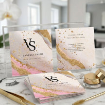 Mooie Roze Gouden Glitter Marmer Agate Monogram