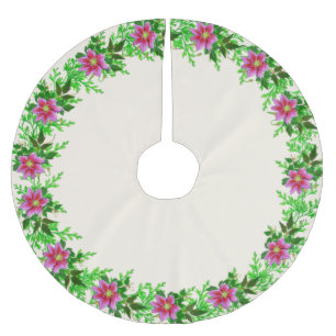 Mooie roze gouden roze bloemenguirlande kerstboom rok