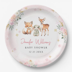 Mooie roze gouden winter babyshower papieren borde bordje