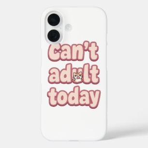 Mooie Roze Grafiek met Kijkende Kat iPhone 16 Hoesje