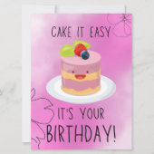 Mooie Roze Grappige Verjaardagstaart Groet Kaart (Voorkant)