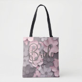 Mooie roze-grijs 3D Poppies Floral Bride Draagtas (Voorkant)