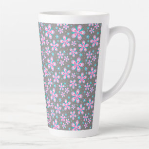 Mooie Roze & Grijs Bloemendecor Latte Mok