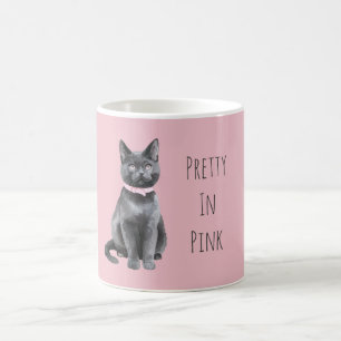 Mooie Roze Grijze Kat Koffiemok