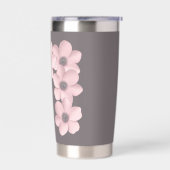 Mooie roze-grijze klaprozen bloemig geïsoleerde drinkbeker (Links)