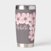 Mooie roze-grijze klaprozen bloemig geïsoleerde drinkbeker (Voorkant)