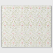 Mooie Roze Groene Bloemige Bruiloftsontvangst Cadeaupapier (Vlak)