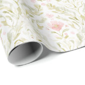 Mooie Roze Groene Bloemige Bruiloftsontvangst Cadeaupapier (Rol Hoek)