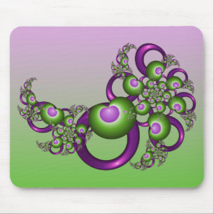 Mooie Roze Groene Harten Moderne Abstracte Fractal Muismat
