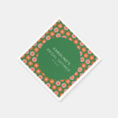 Mooie Roze Groene Retro Bloemen Bruidsfeest Aangep Servet (Hoek)