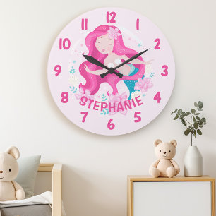 Mooie Roze Haar Zeemeermin Meisjes Fantasy Slaapka Grote Klok