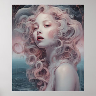 Mooie roze haar zeemeermin poster