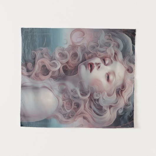 Mooie roze haar zeemeermin wandkleed (Voorkant (horizontaal))