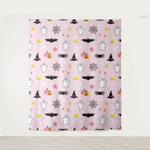 Mooie Roze Halloween Iconen Muurdecoratie Wandkleed