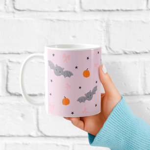 Mooie Roze Halloween Vleermuis Patroon Mok