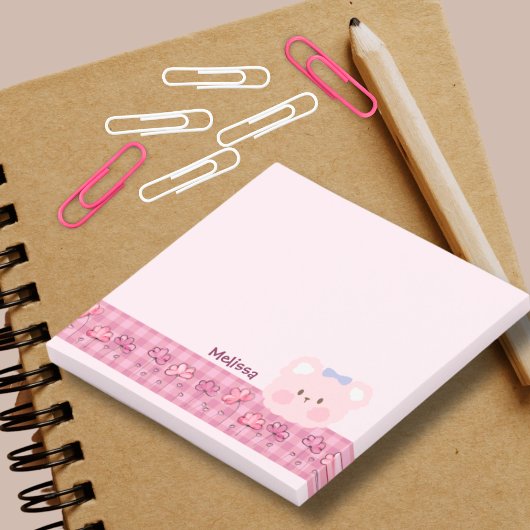 Mooie Roze Handgeschilderde Beer Met Lint Post-it® Notes