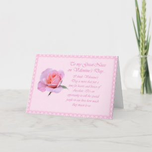 Mooie roze Happy Valentine's Day Groot-nichtje Kaa Feestdagen Kaart